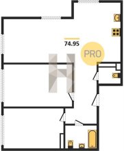 3-к квартира, 74.95м2