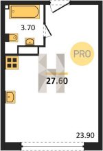 1-к квартира, 27.60м2